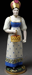 Gardner porcelain figure Russian woman with the basket full of berries