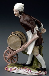 Gardner porcelain figure Vendor of Wine Vinegar with wheelbarrow 1780s