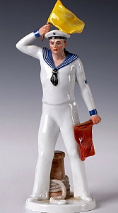 Meissen figure of Sailor with flags. Model E289