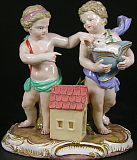 Meissen figural group of two cherubs with the rabbit H37