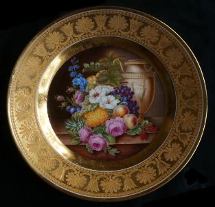 Sevres porcelain plate with flowers from Service Marly d'or